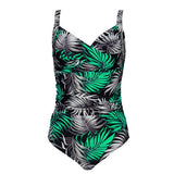 Andzhelika Tropical Leaves Twist-Front One-Piece Swimsuit