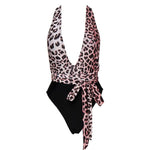 Andzhelika Leopard Sexy Plunging One-Piece Swimsuit